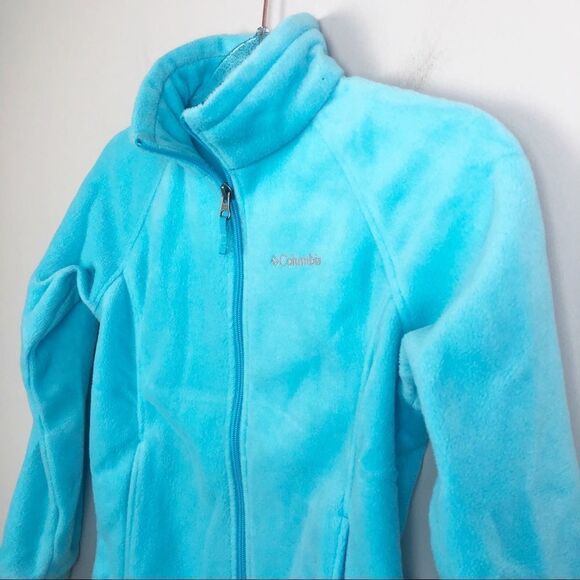 COLUMBIA | Turquoise Zip Front Fleece Jacket Girls Kids M 10/12 - Picture 2 of 8